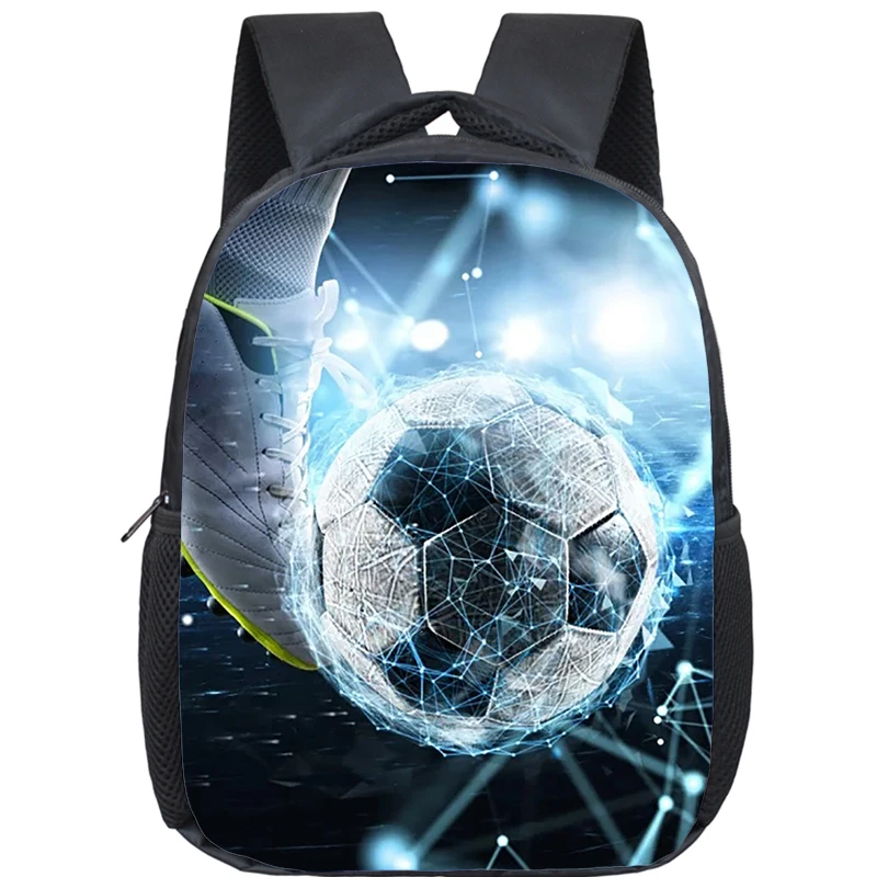 Cool Soccer with Fire Print Backpack Football Sport Rucksack Children School Bags for Preschool Boys Girls Outdoor Bookbag Kids