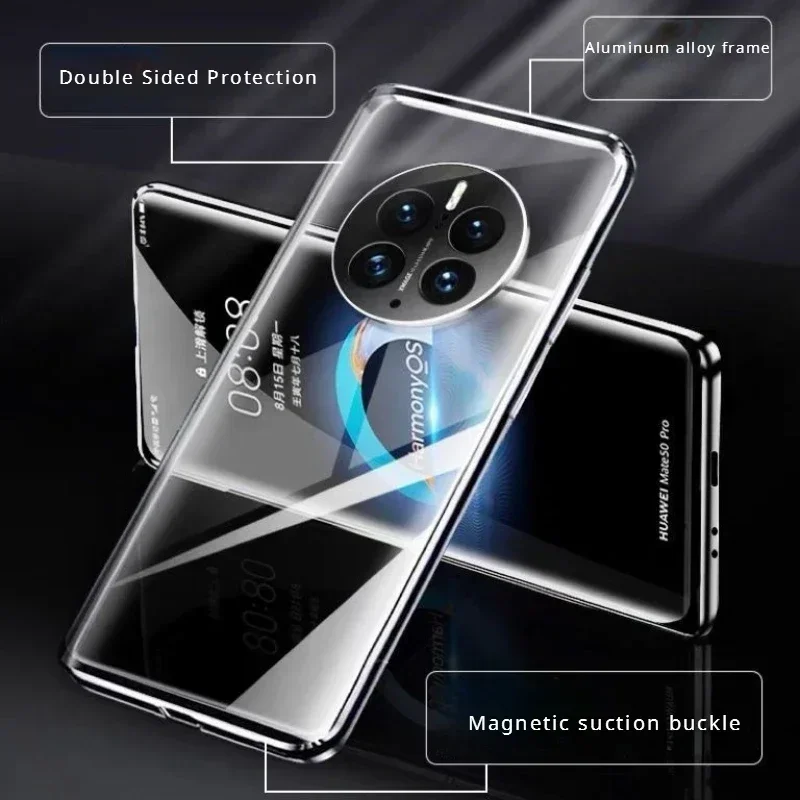 360° Double Sided Glass Magnetic Phone Case For OPPO Realme 12 Pro Metal Lens Protector For Realme 12 12Pro Plus 5G Cover