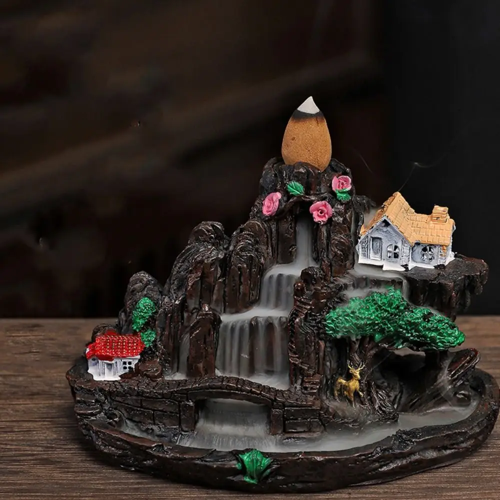 Gift Resin Incense Burner Waterfall Smoke Chinese Style Retro Backflow Censer Cleansing Fragrance Fairy Mountain Incense Holder