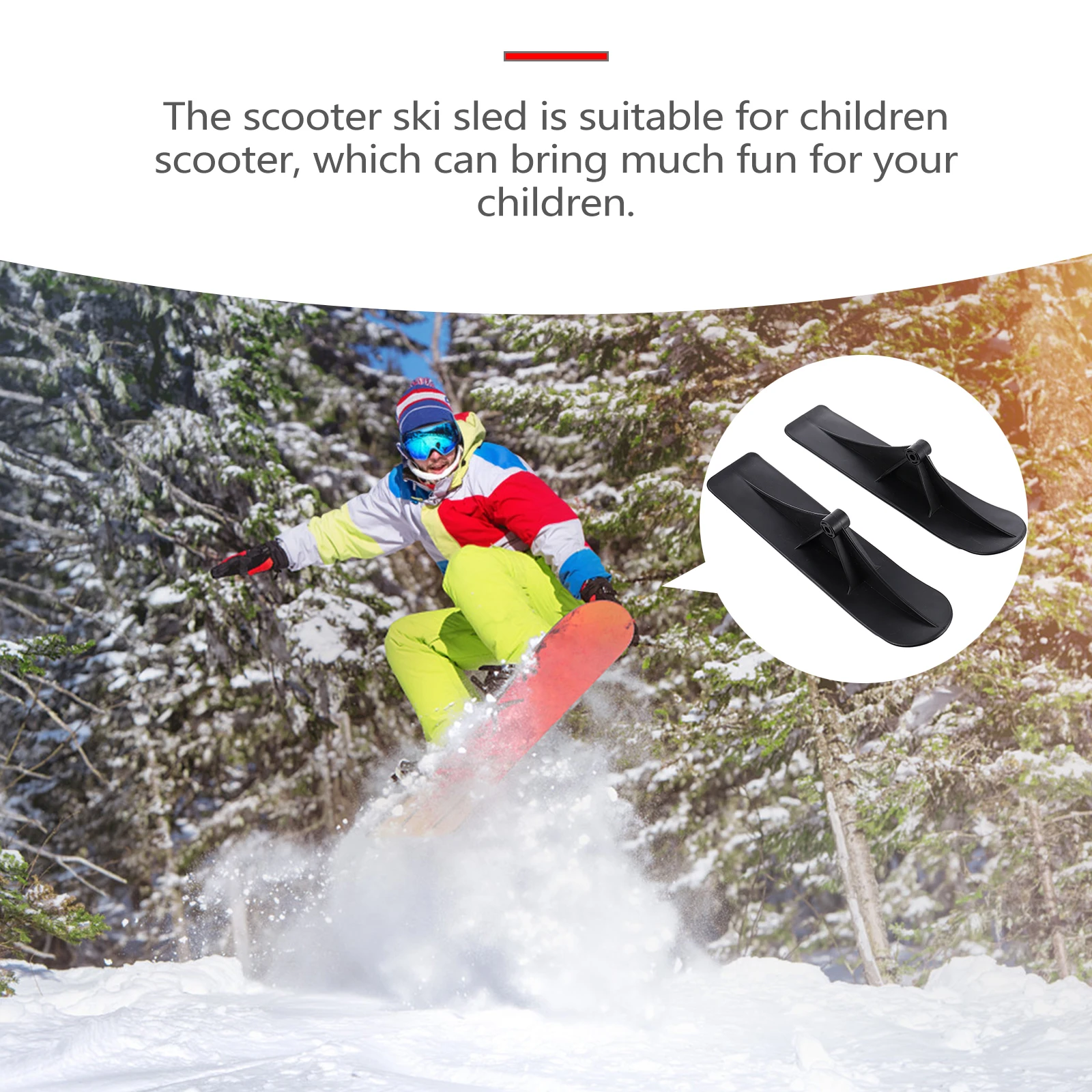 

Snow Sled Scooter 125 Wheel Dual use Kids Skateboard Snow Slider Black Plastic Winter Toy Portable Outdoor