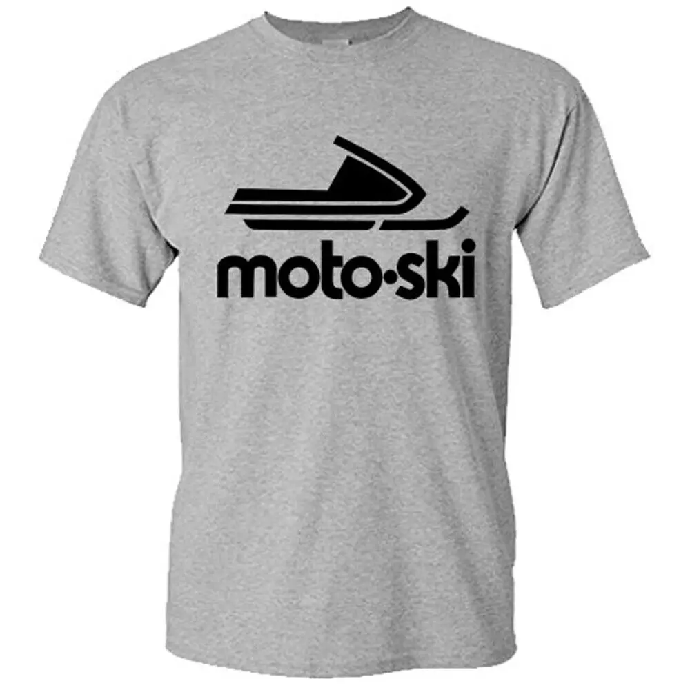 Moto Ski Black Men's Grey T-shirt Size S to 5XL