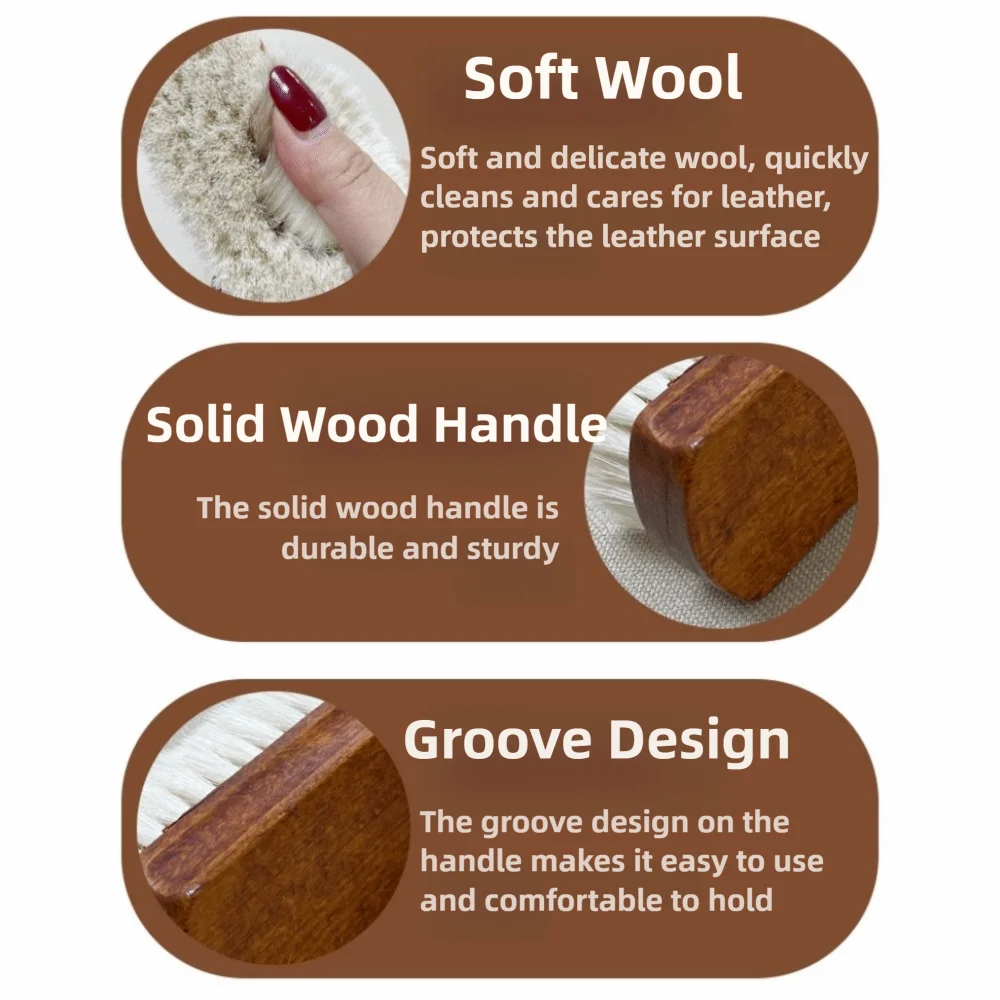 

Щетка для ухода за обувью из мягкой шерсти, деревянная ручка, многофункциональное средство для полировки обуви, экологически чистая прочная щетка для ухода за кожей, приборная панель