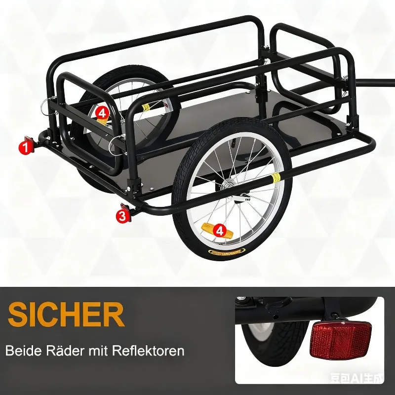 Carrinho de acampamento reboque ao ar livre tenda tirante piquenique bicicleta dobrável empurrar ciclismo carrinho