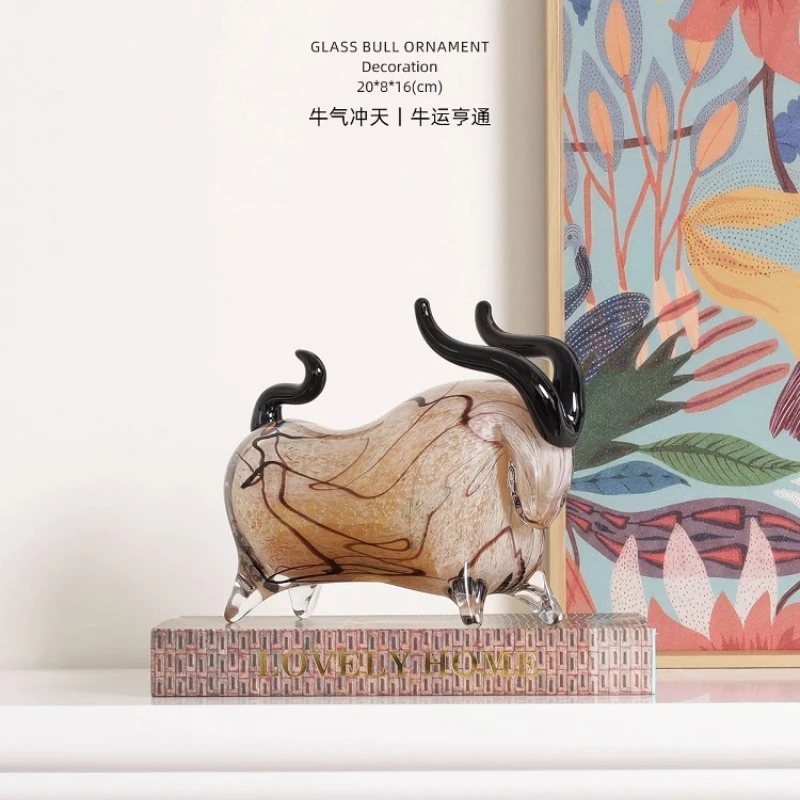 Modern Home Decoration Lucky Coloured Glaze Cattle Statuette Living Room Desktop Gadgets Study Office Craft Decorations Gift