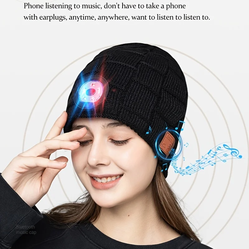 New Outdoor Sports LED Lighting Music Knitted Hat  Fleece Hat