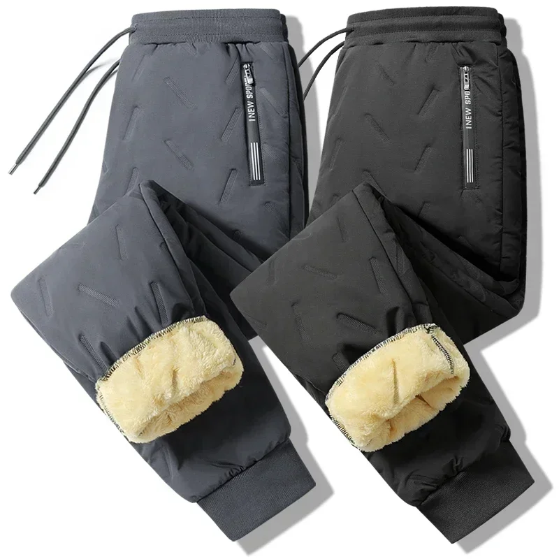 Cotton Pants Men Winter Lambswool Padded Thickened Warm Men Pants Hundreds of Large Size Men Windproof Down Cotton Pants