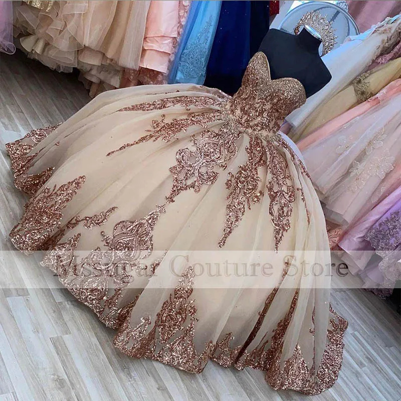 2022 Mexicaanse Quinceanera Prom Dresses Baljurk Lace Sweetheart Organza Avond Party Dress Vestidos 15 Anos