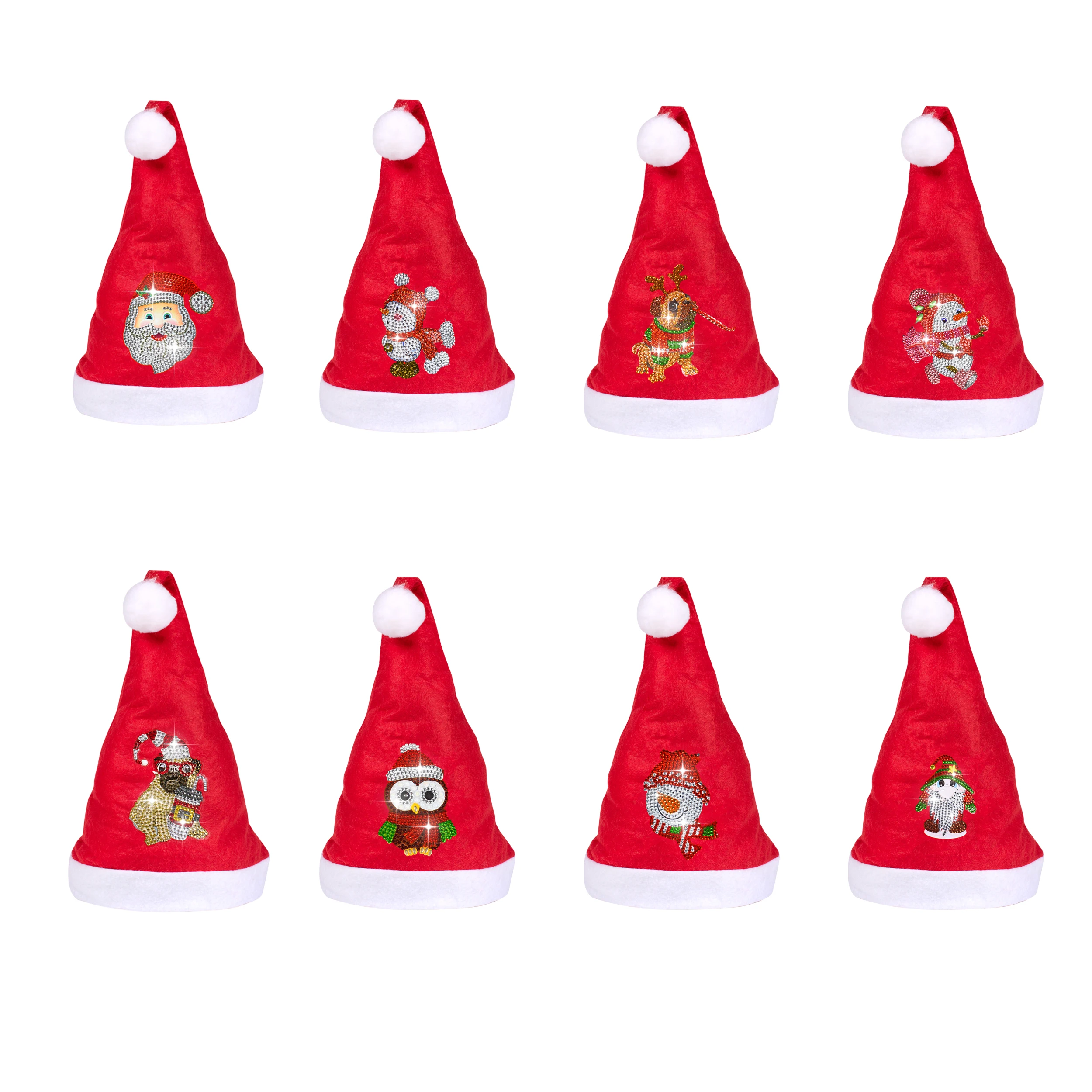 1 Stück DIY Diamantmalerei Weihnachtsmützen für Erwachsene 6 Stile Kristall Strass Weihnachtsmützen Diamantkunst Weihnachtsmützen