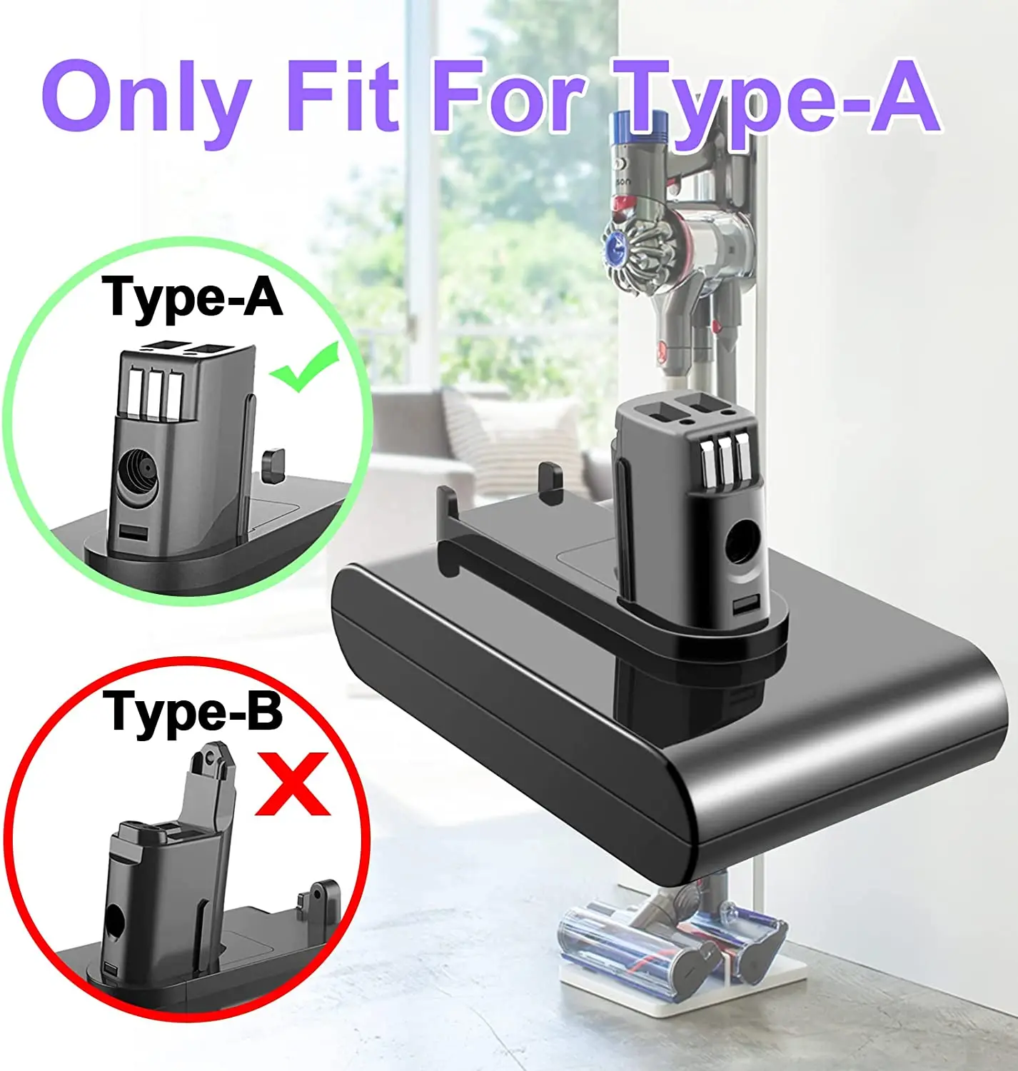 Batería de repuesto tipo A, 6800mAh, Compatible con DC31, DC34, DC35, DC44 (no Compatible con tipo B,DC44), 22,2 V, 6,8 Ah