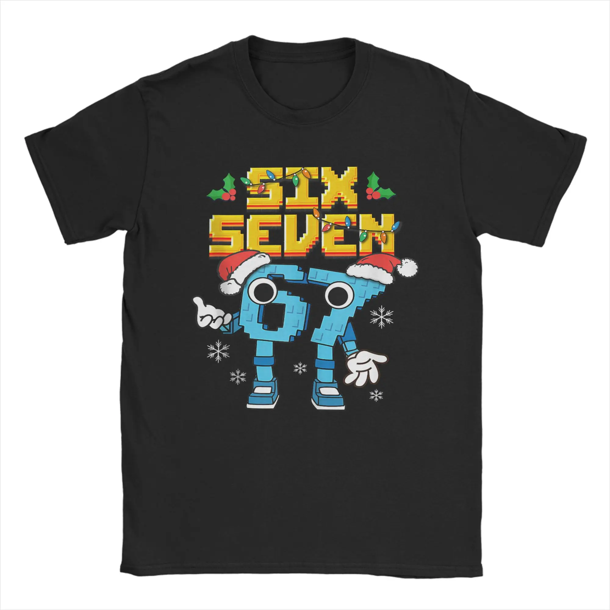 

Забавная рождественская пижамная футболка 67 Xmas Six Seven Meme, летние хлопковые футболки для мужчин, модная футболка с короткими рукавами, уличные футболки
