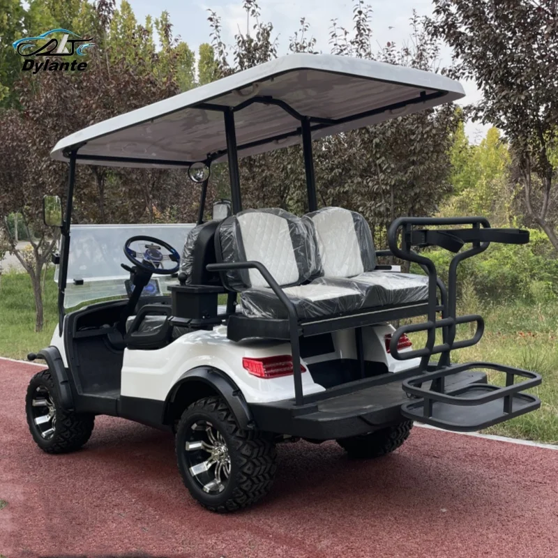 2025 جديد 2 + 2 مقاعد سيارة الصيد نقطة مزدوجة حزام الأمان 7.5KW عالية الطاقة عربة جولف كهربائية لنادي نطاق الرماية الميدانية #6