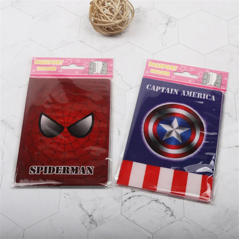 Disney Stitch Spiderman Travel Passport Cover Fashion PU Card Holder Cartoon ID Card Case Boys Girl Ticket Passport Case Gifts