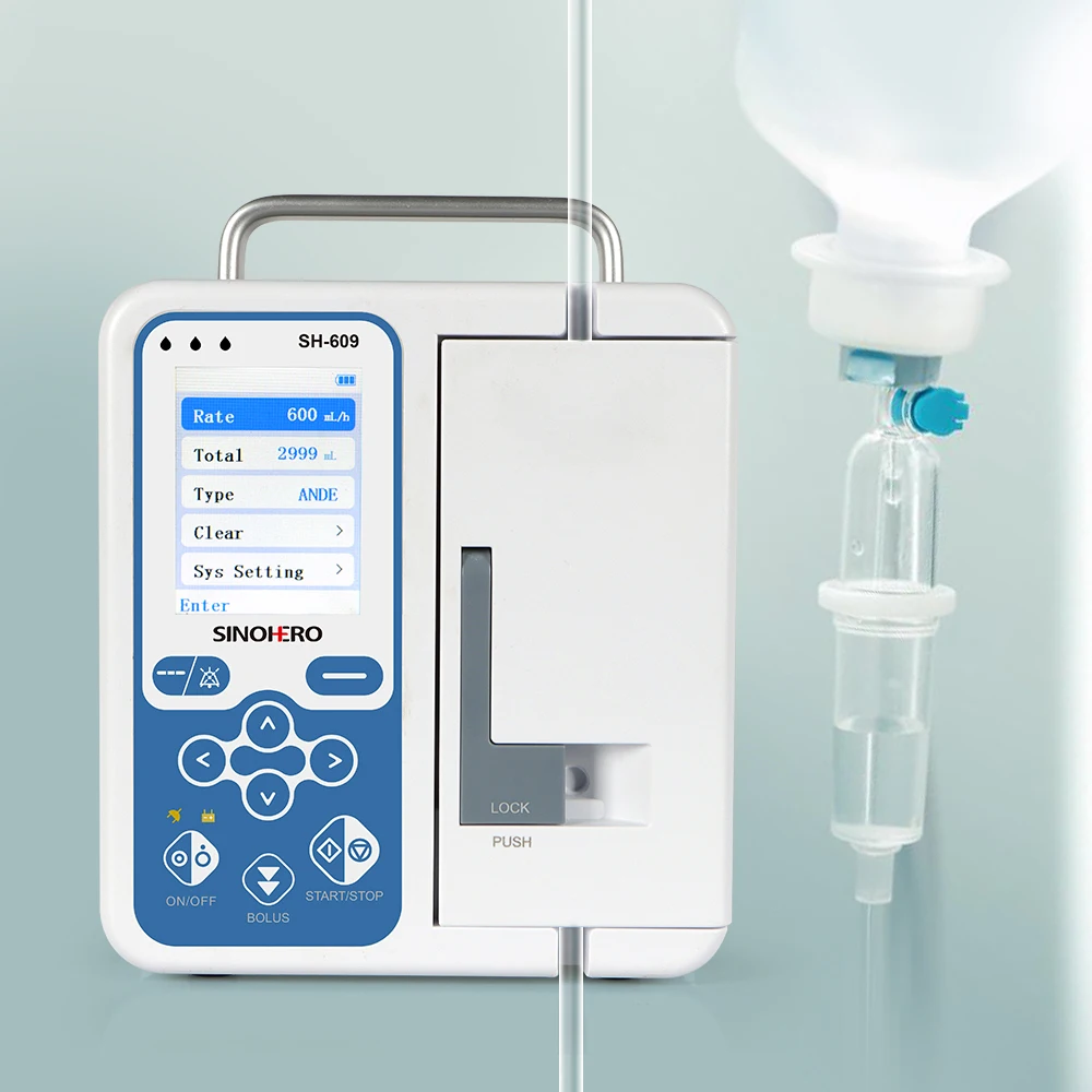 

SH-609 Portable Smart Infusion Pump Real-time Alarm Large 3.5" LCD Display Digital Infusion Syringe Pump for Human Veterinary