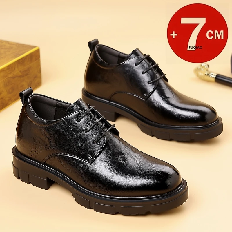 

Men 7CM Elevator Business Shoes Wedding Leather Shoes Non Slip Formal Office Wear Comfortable Daily Height Increasing Shoes