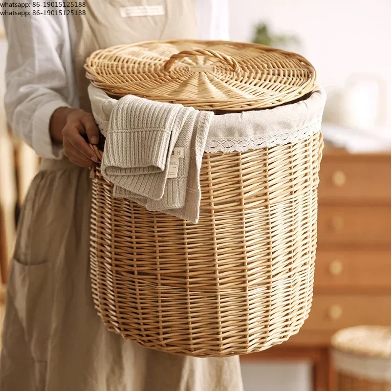 Laundry Hamper Dirty Clothes Storage Basket Cloth Frame Storage Box Rattan Organizer for Laundry Room Bathroom Organizer