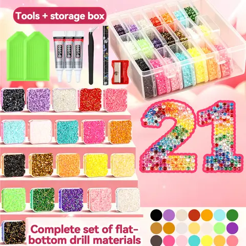 21 30 32 42 Grid 32000Pcs Mixed Color Resin Drill Set - AB & Jelly Flatback Rhinestones for Nail Art, Phone, Clothing, Glasses