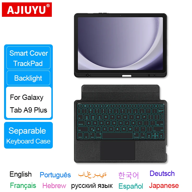 Removable keyboard Case For Samsung Galaxy Tab A9 Plus 11 Inch 2023 A9+ SM-X210 216B X218U Tablet Case Magic Backlit Keyboard