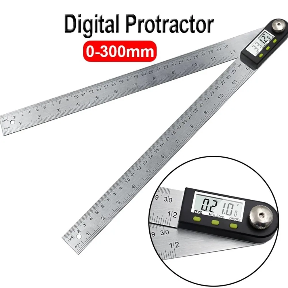 200/300mm Stainless Steel Electronic Goniometer Digital Angle Finder Meter Carpenter\'s Ruler Workshop Equipment Measuring Tools