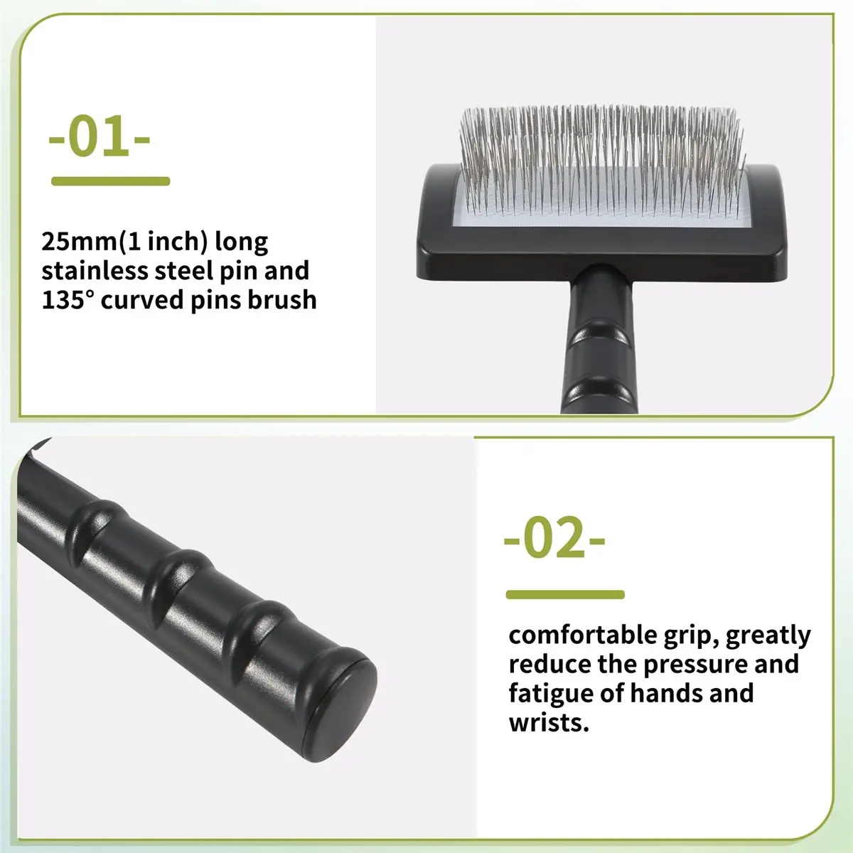 (ˉ﹃ˉ) Firm Slicker Brush for Dogs- Extra Long Pin Slicker Brush for Large Dog Pet Grooming Wire Brush and Deshedding (Black)