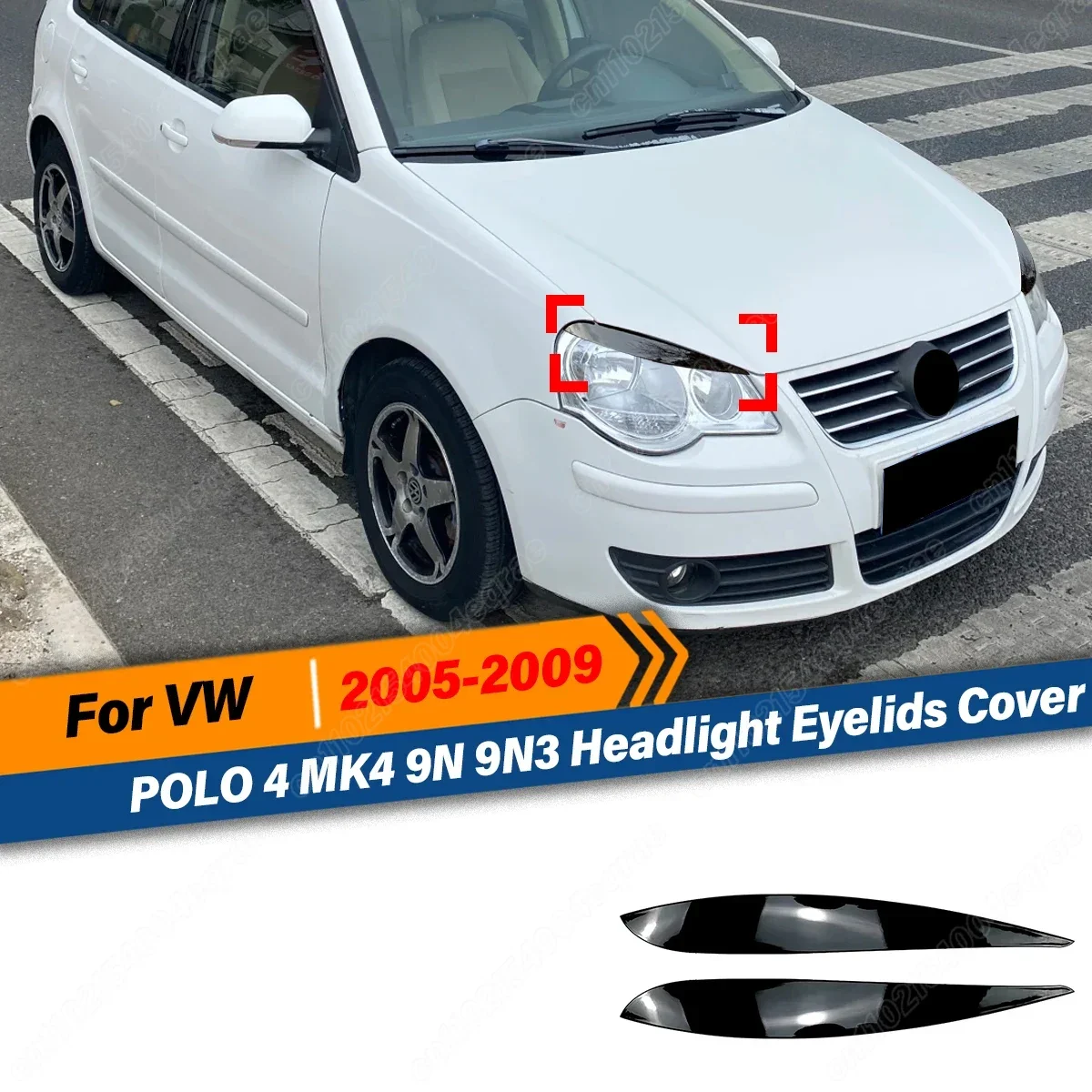 

Для VW POLO 4 MK4 9N 9N3 2005 2006 2007 2008 2009 автомобильные фары, веки, крышка, наклейка для бровей, накладка, аксессуары, комплекты кузова