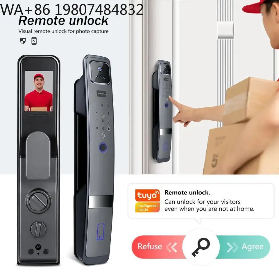 IP65 Anti-theft Automatic Smart Door Lock 3D Face Recognition Visual Cat Eye Screen Capture Fingerprint Password Keyless Lock
