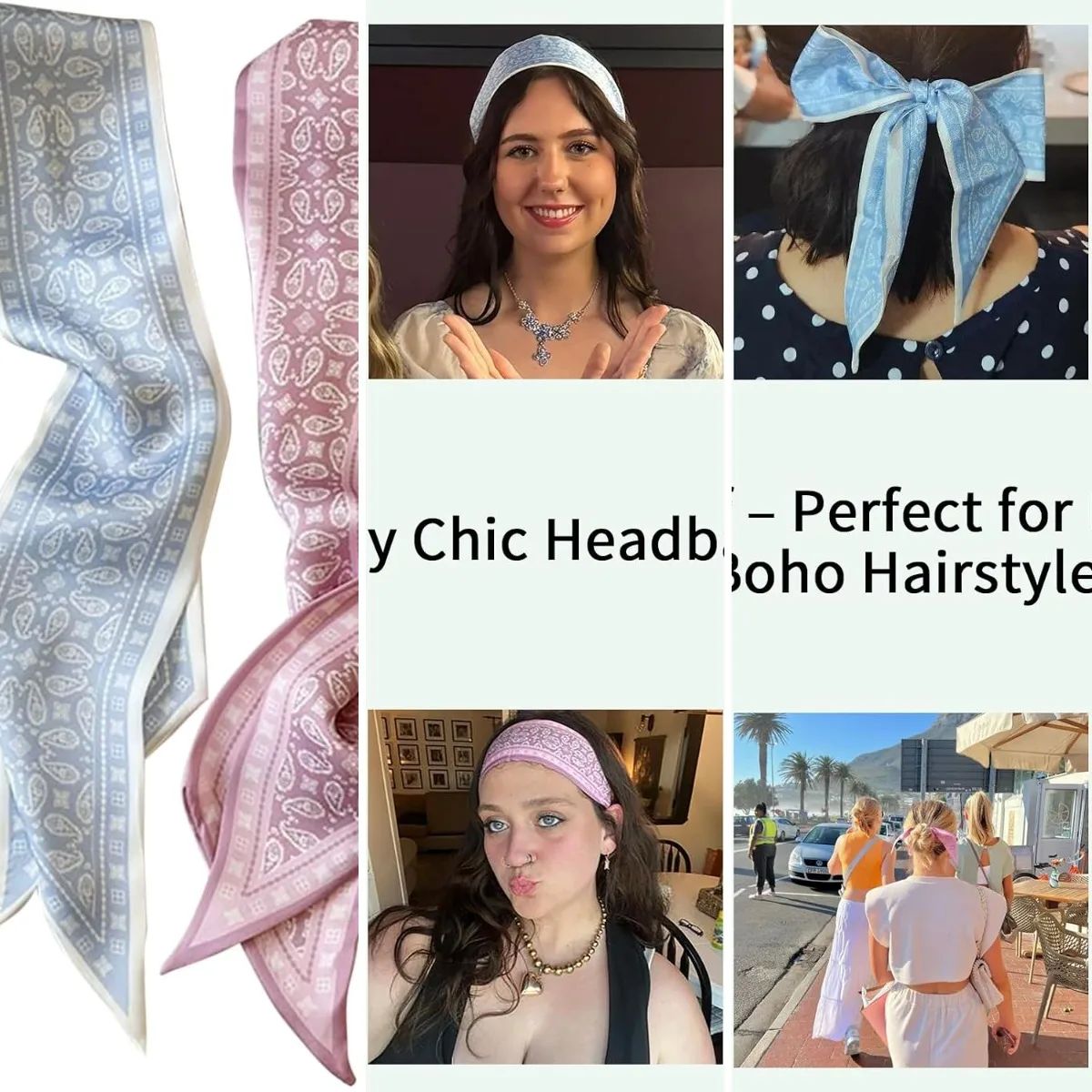 4/40 Pcs Hair Scarf for Women, 35'x2.36' Lightweight Silk Headband, Purse & Bag Scarves Gift Collection