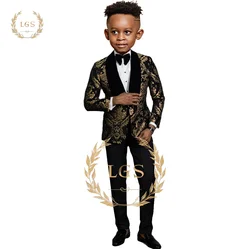 Boys' 2-piece suit in floral jacquard - with velvet shawl lapels - perfect for proms, weddings and special fashion occasions