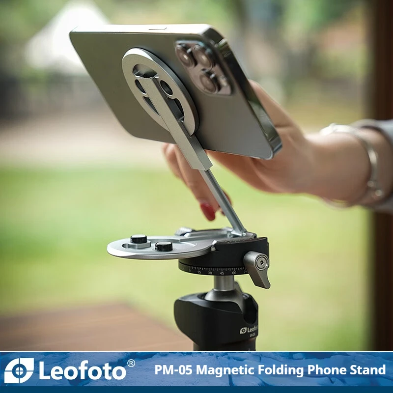 Leofoto PM-05 البث المباشر للتصوير الفوتوغرافي مكتب السيارة جبل MagSafe المغناطيسي جبل معدني قابل للطي متعدد الوظائف دعم يده #4