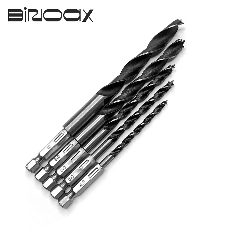 Binoax 5pcs Three Pointed Drill Bit Set Reaming Hole Power Tool Parts 1/4