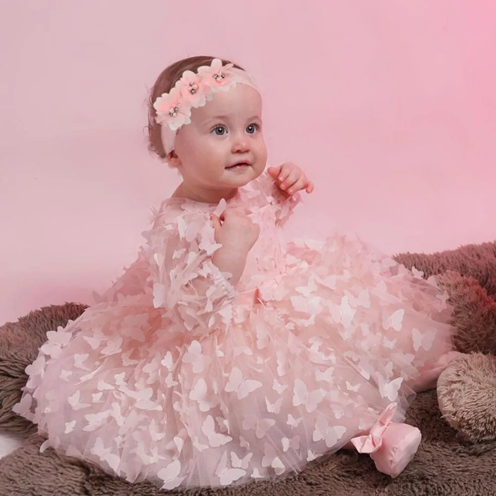 New Design Infant and Toddler Girls' Dress - 3D Flower Puffy Tulle Dress with Bowknot for Special Occasions