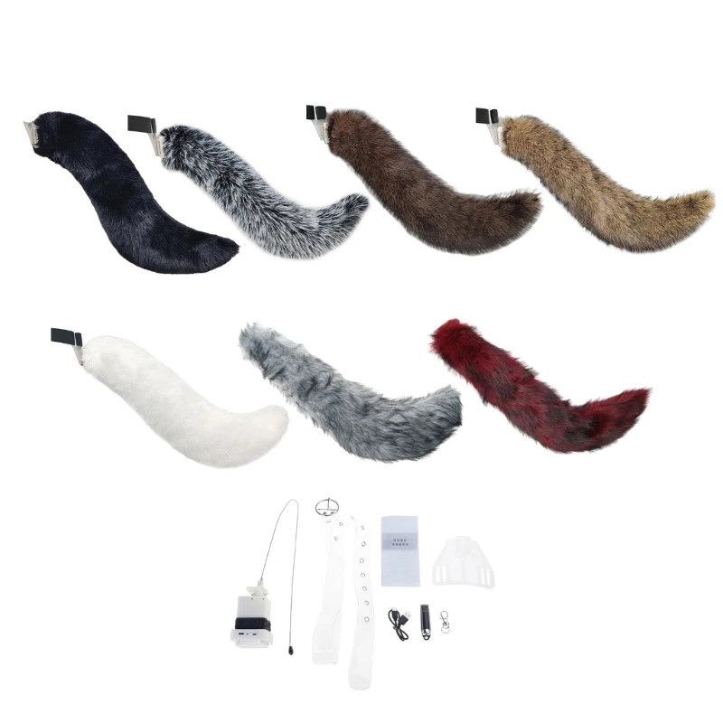 Lobo elétrico raposas gatos cauda controle remoto balançando cauda halloween fantasia vestido festa traje brinquedo adulto