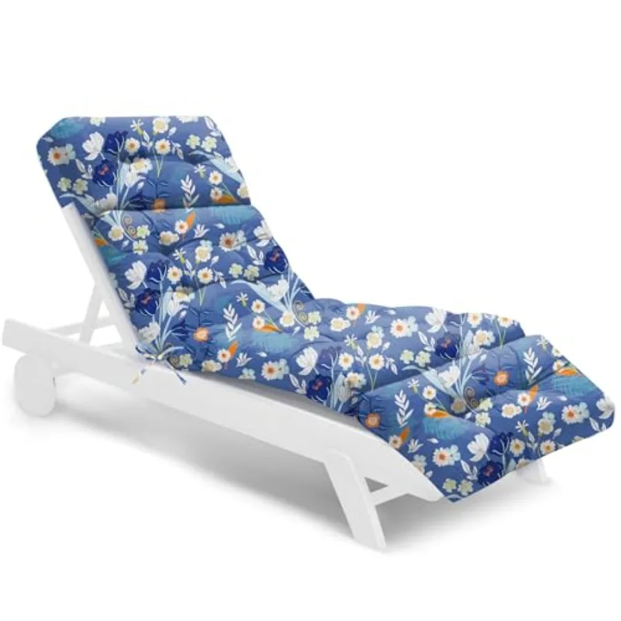

Waterproof Outdoor Chaise Lounge Chair Cushion 74.4 x 22 x 4.7 Inch Memory Foam Lounge Chair Cushions for Outdoor Furniture wit