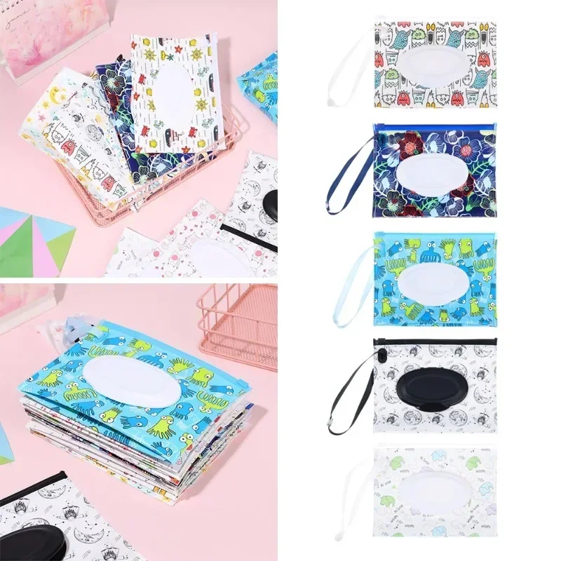 1PC Wet Wipes Bag with Snap Strap EVA Baby Wet Wipes Box Portable Reusable Wipes Container Eco-friendly Cleaning Wipes Case