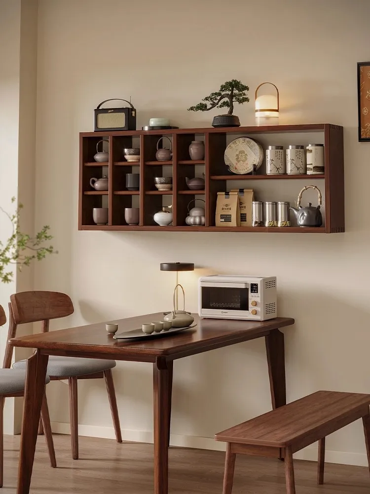 

Cup holder Solid wood Bogu frame Wall teacup Tea set Shelf Dining side cabinet Cup storage rack Wall Duobao Pavilion