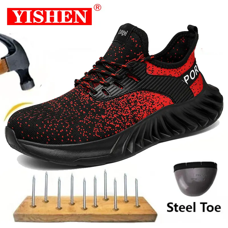 YISHEN Safety Shoes Men Steel Toe Indestructible Work Shoes Anti-Smashing Composite Toe Sneakers Men Women Shoes EUR Size 39-46