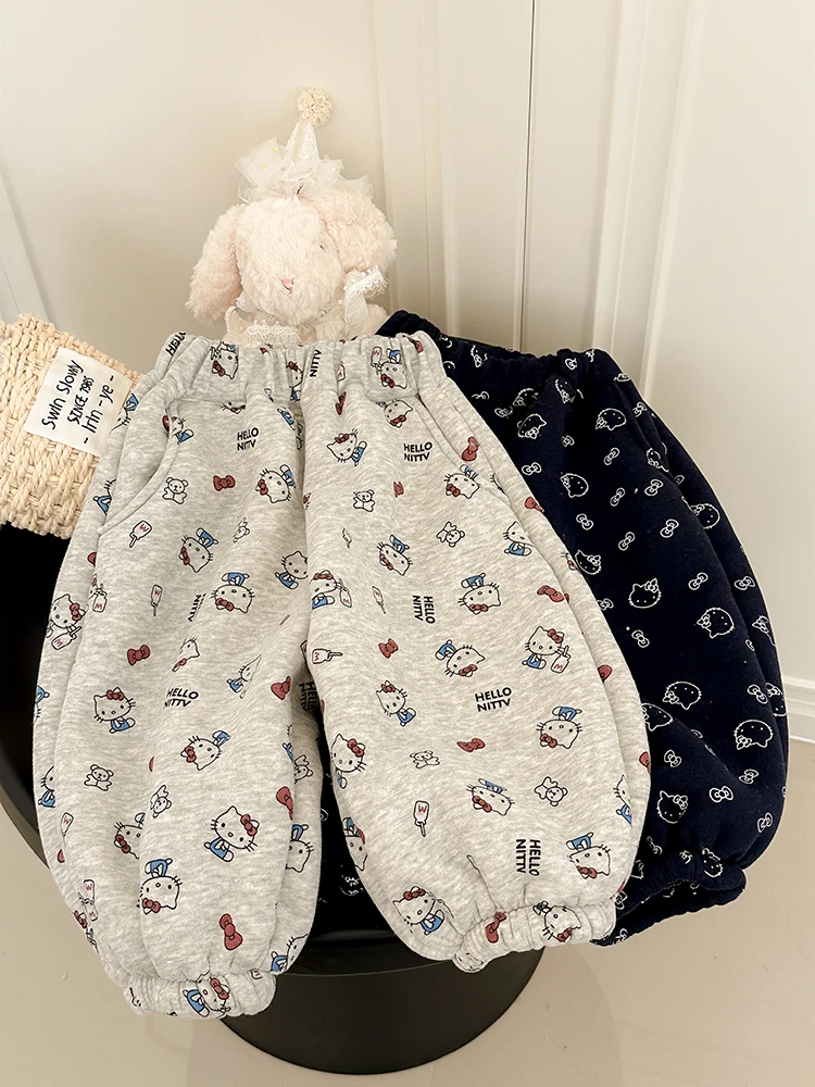 Thiened Lamb Velvet Pants for Girls Winter New Sle Faionable Children's Winter Clothes Fce Lined Ultra Thi Sweatpants