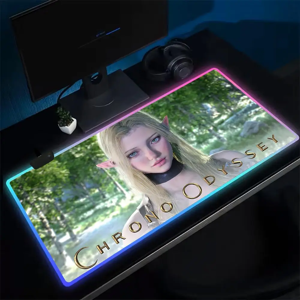 

Коврик для мыши в стиле аниме Chrono Odyssey, игровой коврик для мыши в стиле аниме, светодиодные настольные коврики с подсветкой, резиновые настольные коврики XXL RGB