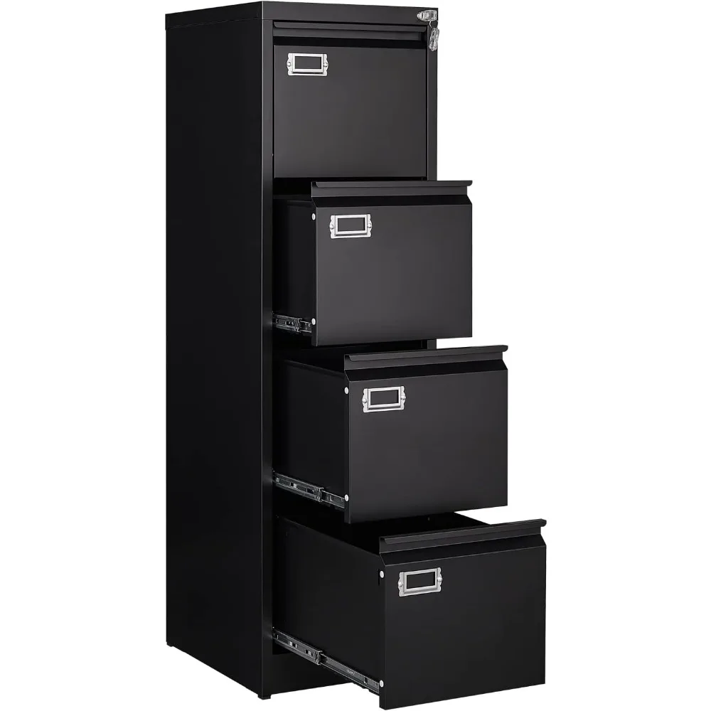 4 Drawer File Cabinet, Filing Cabinets for Home Office, Metal Vertical File Storage Cabinet with Lock, Locking File Cabinet