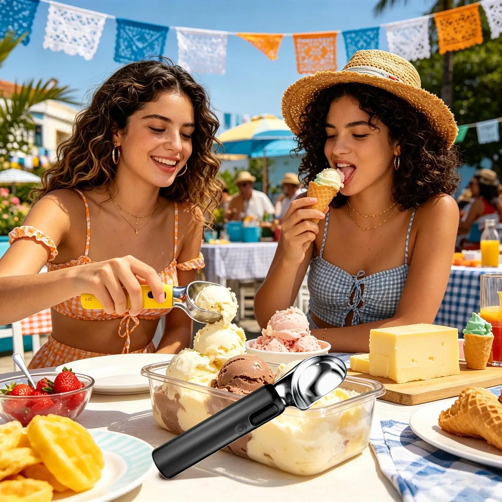 Heated Ice Cream Scooper 3-Speed Heat Conductive Electric Warming Ice Cream Dipper For Cheese Watermelon Fruit Balls Jelly