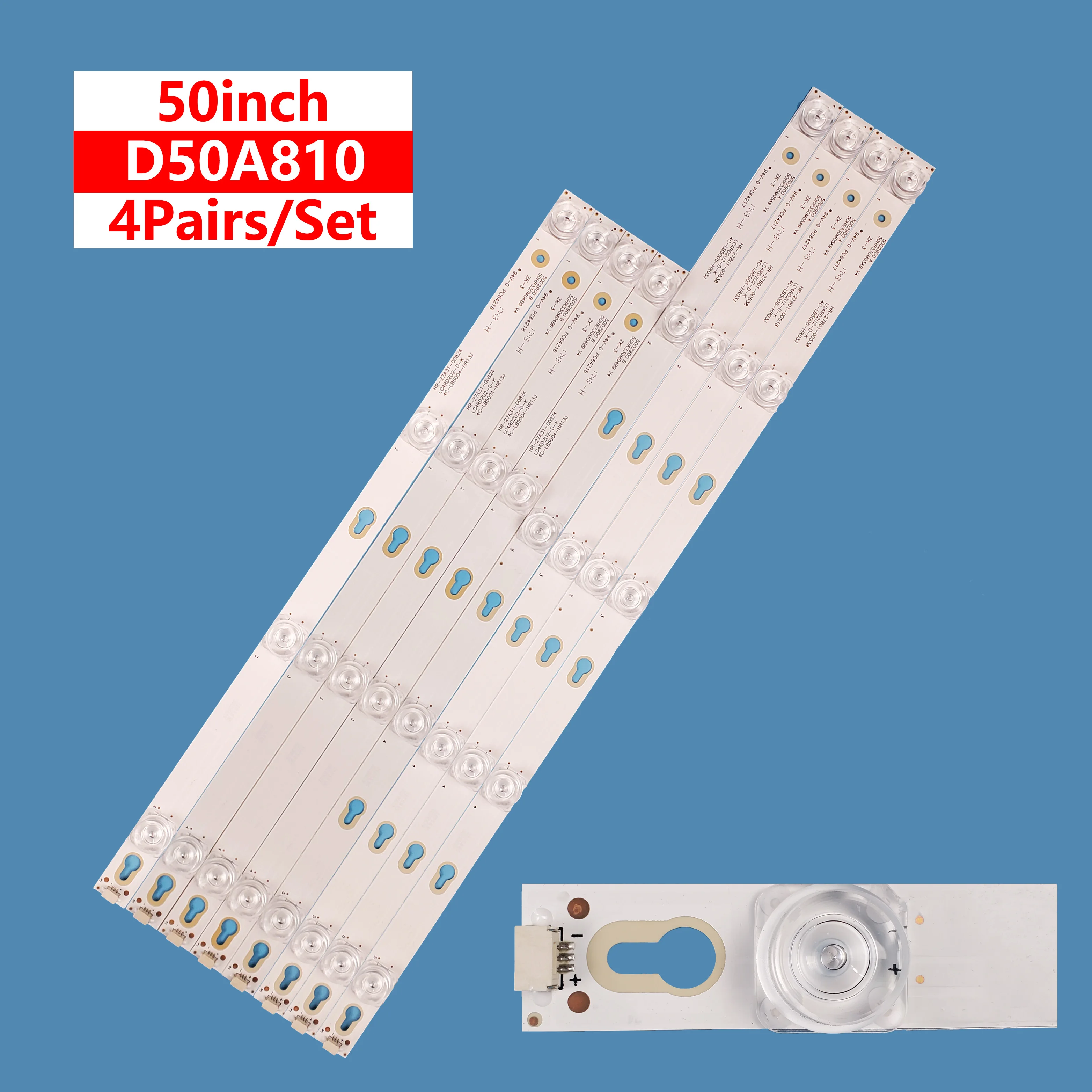 Barra de luces LED de retroiluminación para TV inteligente, televisor de accesorio para 50 pulgadas, 50D2900 AB 4C-LB5005-HR03 50HR330M05A9 04B9, para TCL D50A810 L50P2-UD D50A630U, 8 unidades/juego