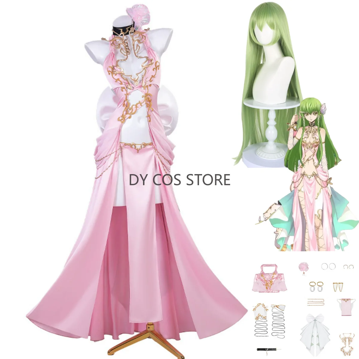 

Аниме КОД GEASS Лелуш из Повстання CC Косплей Костюм Розовое Вечернее Платье Юбка Принцессы Парик Женский Сексуальный Костюм Хэллоуина