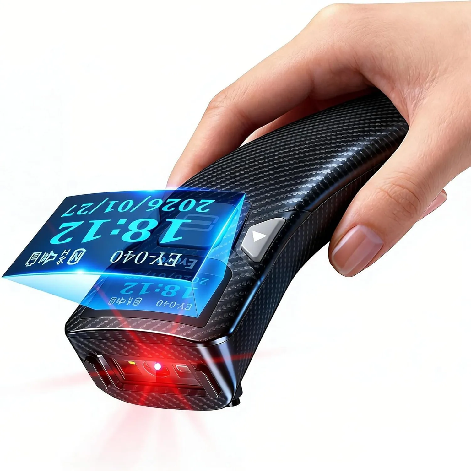 EYOYO Portable Bluetooth 1D Bar Code 2D QR Scanner with Digital Display Can Add Custom Prefix/Suffix Digits,Keyboard Keys