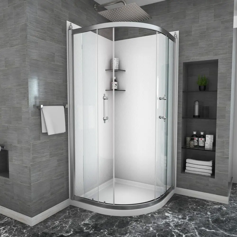 

36 x 75 Inches Framed Shower Door Tub Enclosure Chrome Finish with Tempered Glass Magnetic Seal Reversible Installation