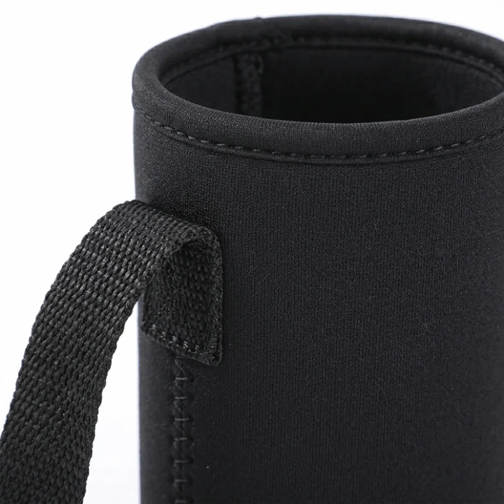 Soft Fabric Thermal Bottle Sleeve Elastic Adjustable Opening Washable Heat Insulated Holder with Carry Strap