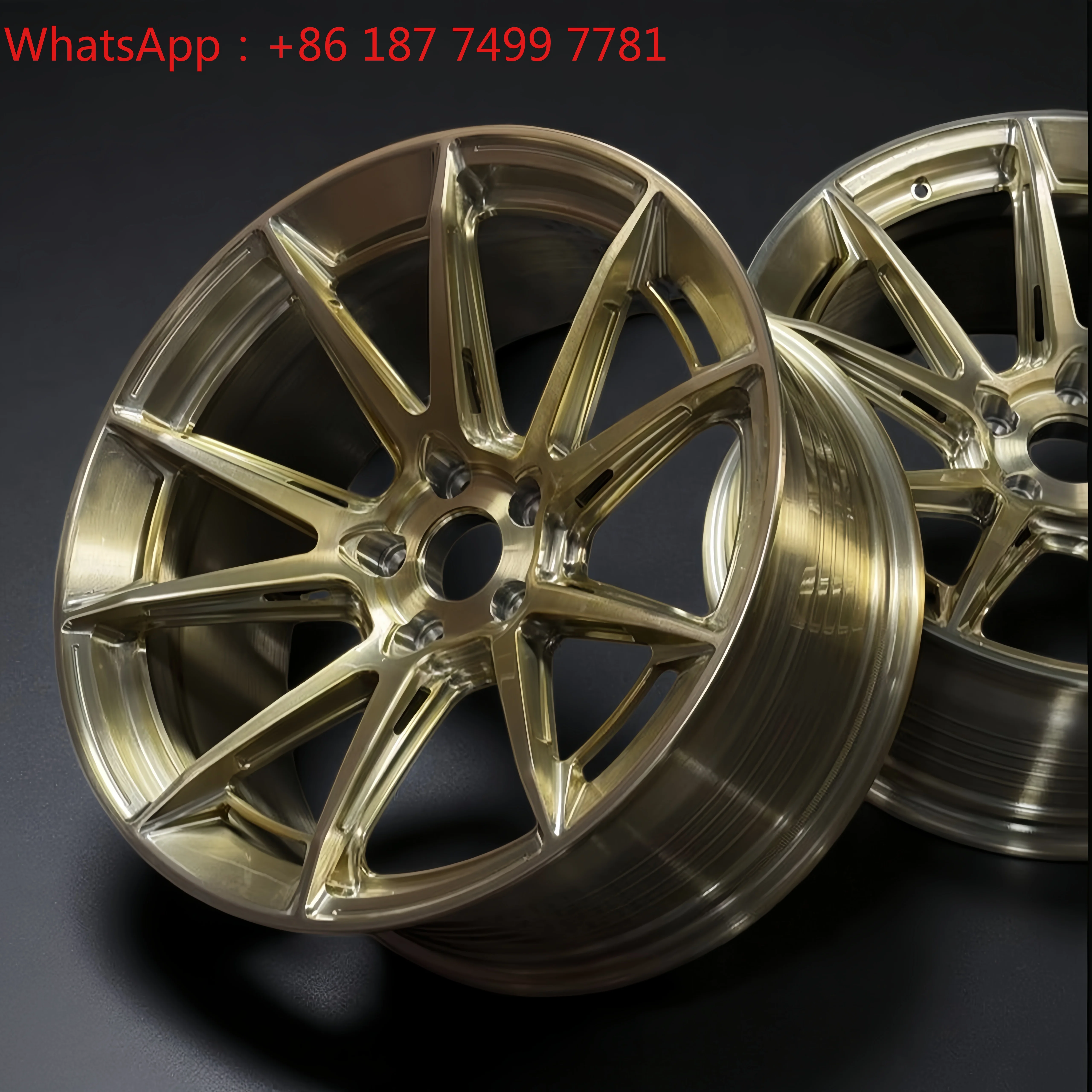 Deep Concave Monoblock Custom Offset Forged Aluminum Wheels 18-22 Inch Brushed Gold Finish