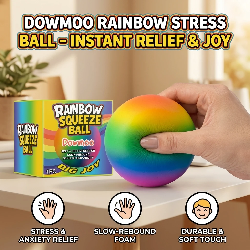Rainbow Squeeze Stress Relief Bal Relieving Anxiety & Stress Releasing Negative Emotions Portable Hand Grip Training Sensory Toy
