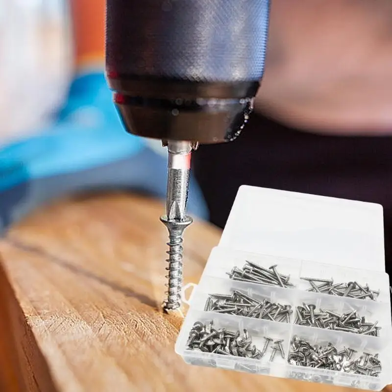 

Y1UD 210Pcs Round Head Washer Drill Tail Tapping Screws Stainless Steel Sheet Metal Screws Drilling Screws