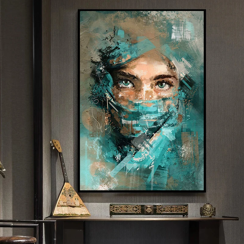 

Graffiti Colorful Veil Girl Canvas Paintings Poster and Prints, Modern Figure Wall Art Pictures for Living Room, Home Decoration