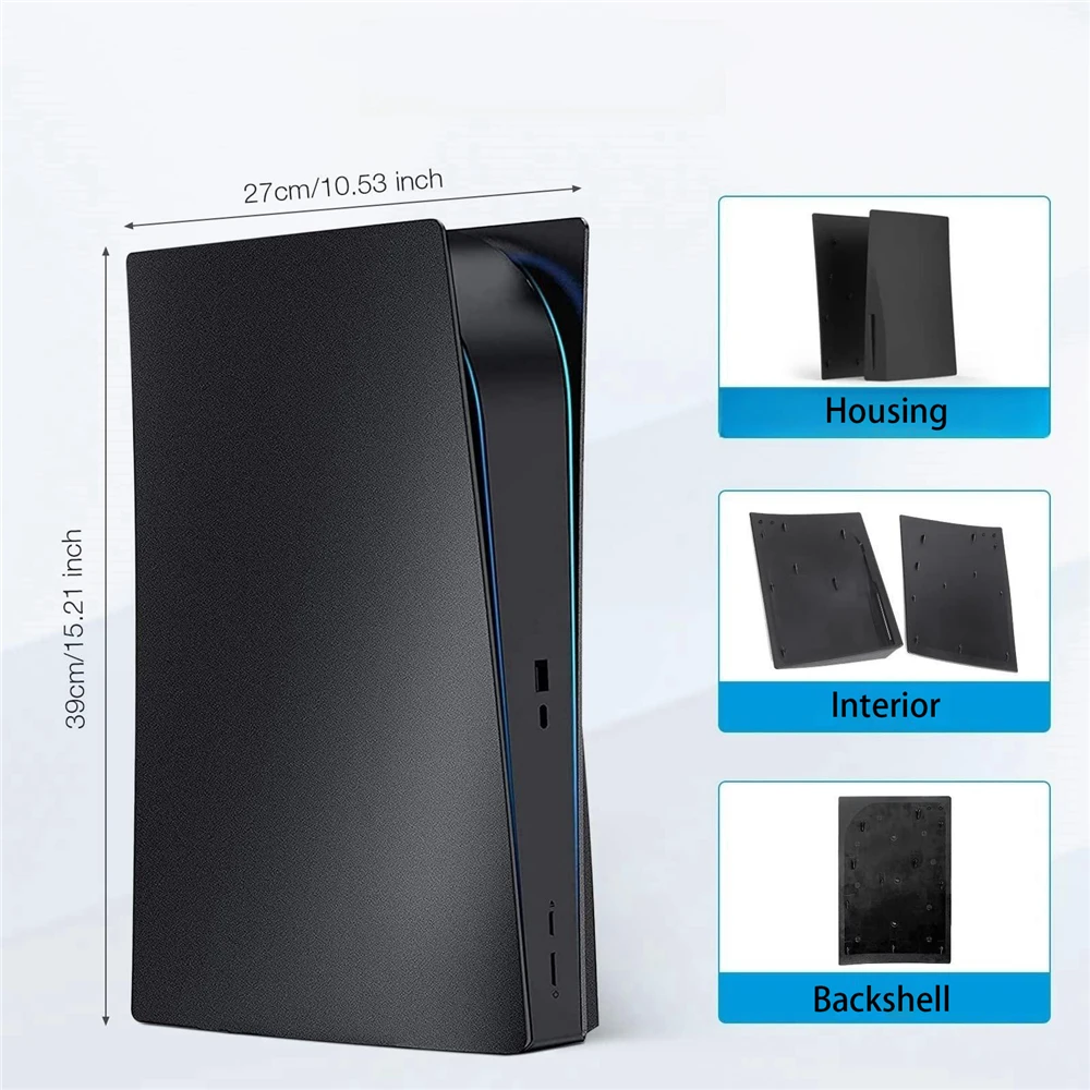 For PS5 Disc Version Hard Plastic Faceplate ABS Console Plate Replacement Side Cover Case Shell Skin for Playstation5 Console