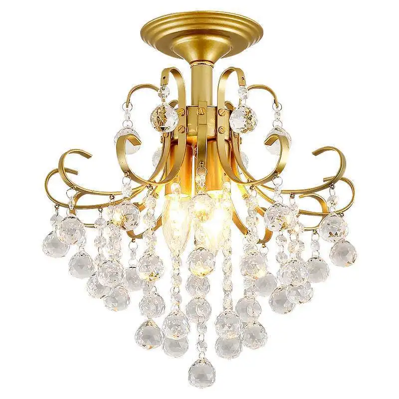 

Nordic creative aisle lamp household bedroom entrance hall European light luxury small American restaurant crystal chandelier